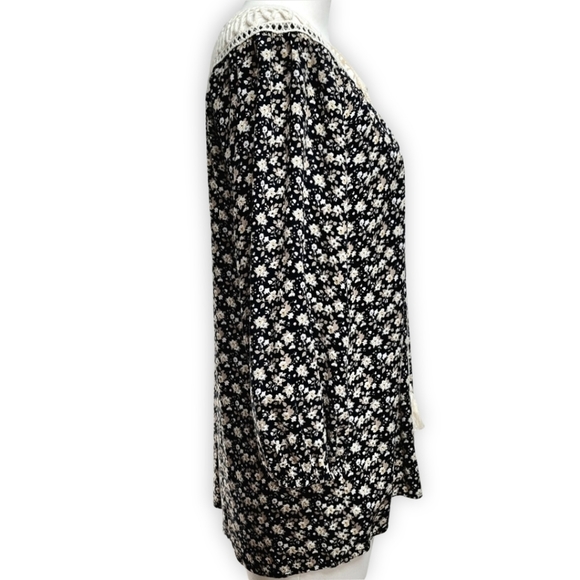 Luxe Apothetique Boho Floral Crochet Collar Tie Top S - Picture 6 of 10